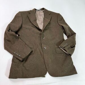 Oscar De La Renta Jacket Mens 42R Sport Coat Wool Cashmere Brown 2 Button